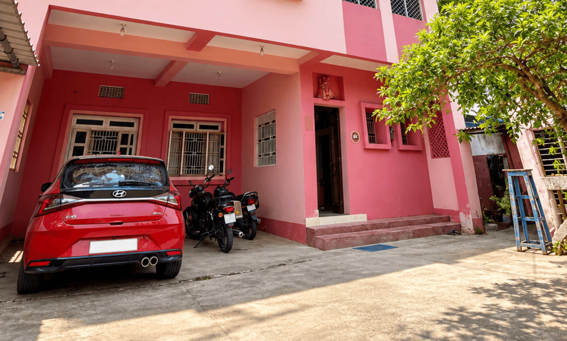 Parking at the front of the house
