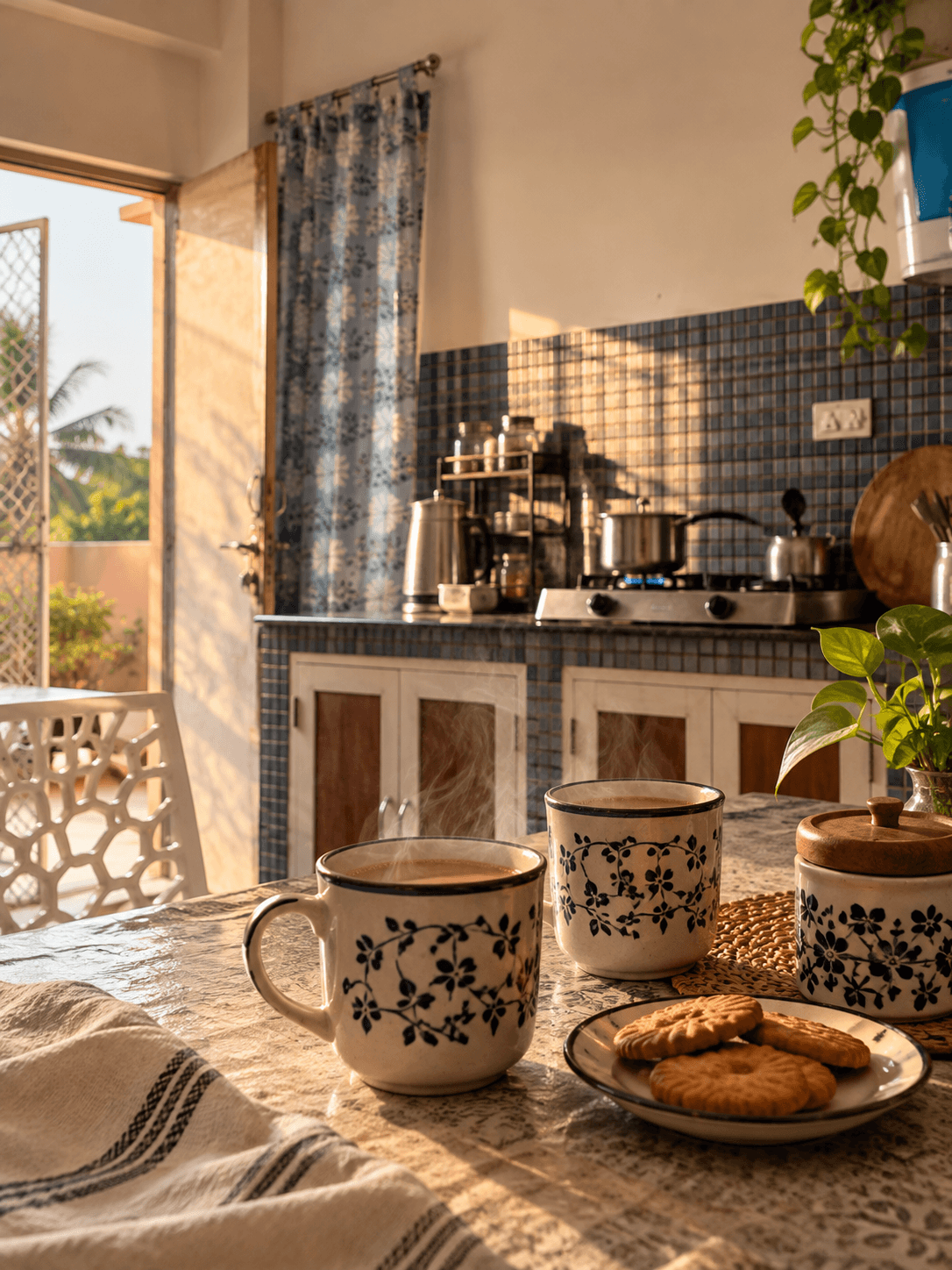 Tea being made in the shared kitchen