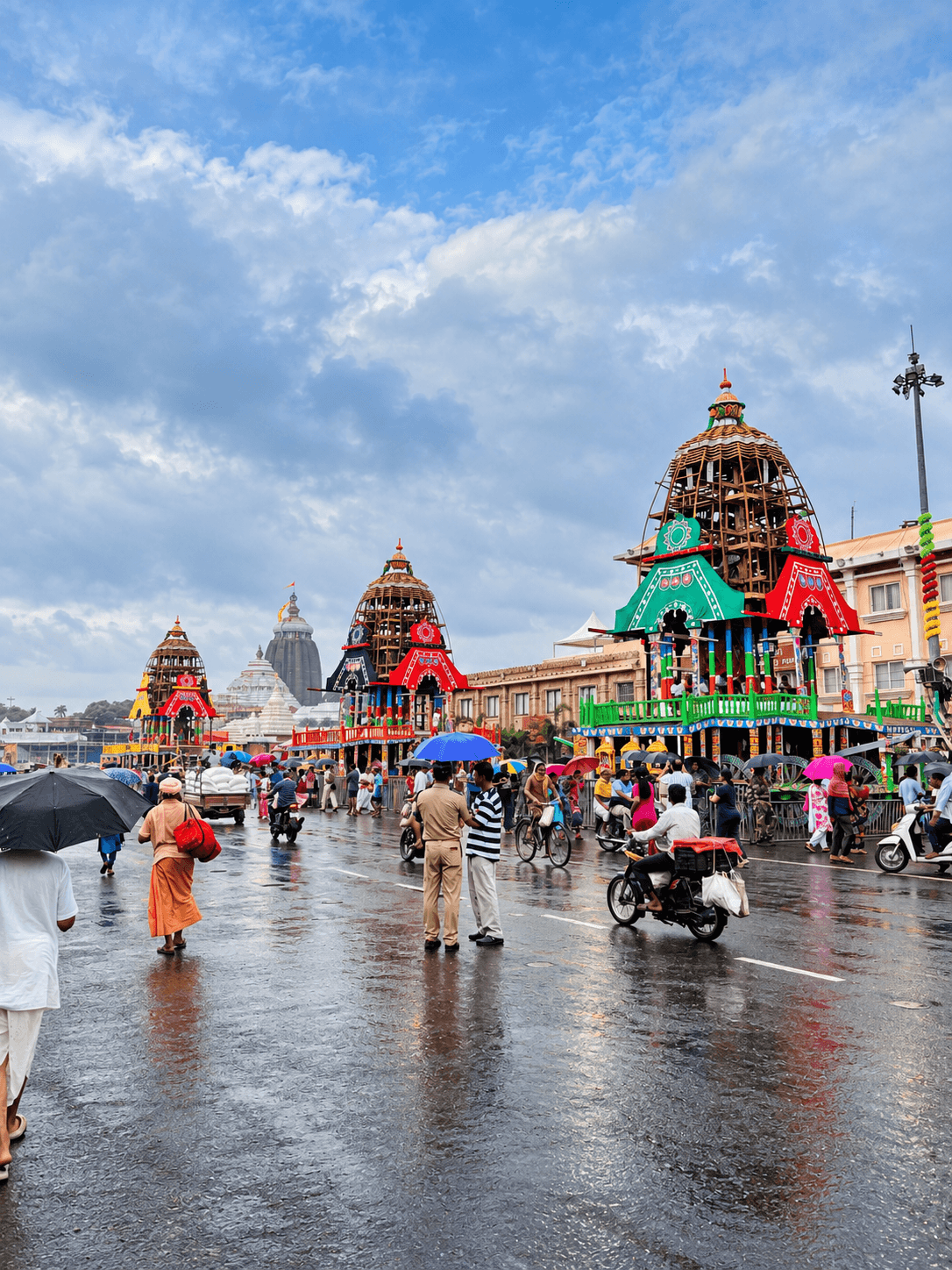 The chariots of Ratha Yatra on Grand Road, Puri